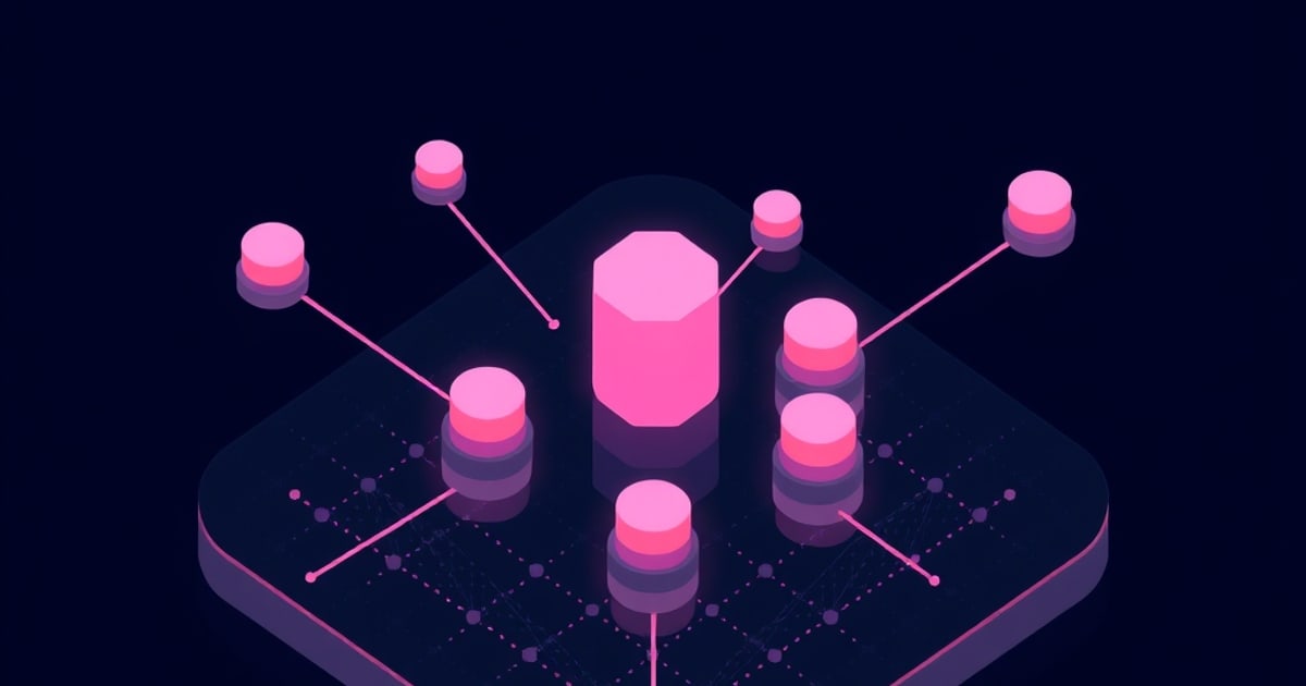 Isometric central output block ringed by linked checking nodes, representing several detection methods validating one model response